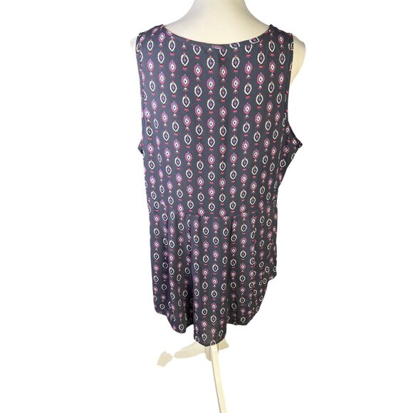Torrid Womens Sleeveless Scoop Neck Tank Top Size 0 Gray & Pink Abstract Print - Picture 4 of 7